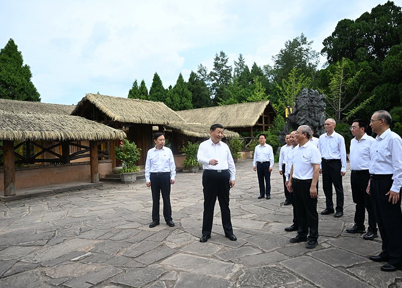 7月25日至27日，中共中央總書記、國家主席、中央軍委主席習(xí)近平在四川考察。這是25日下午，習(xí)近平在廣元市劍閣縣翠云廊考察。